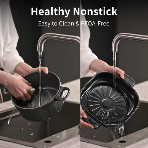 Vista 8 de N74SNA - Juego de vaporizador de parrilla eléctrica multicocción de 2.5 cuartos de galón, antiadherente, sin PFOA, para carne, sopa, arroz frito