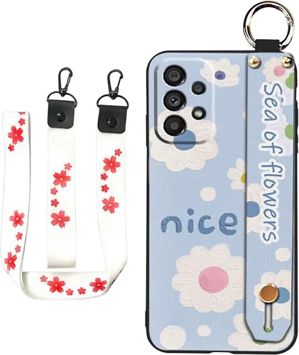 Vista 13 de Funda cruzada compatible con Samsung Galaxy A12 5G, con correa para la muñeca, cordón de silicona suave a prueba de golpes, funda protectora