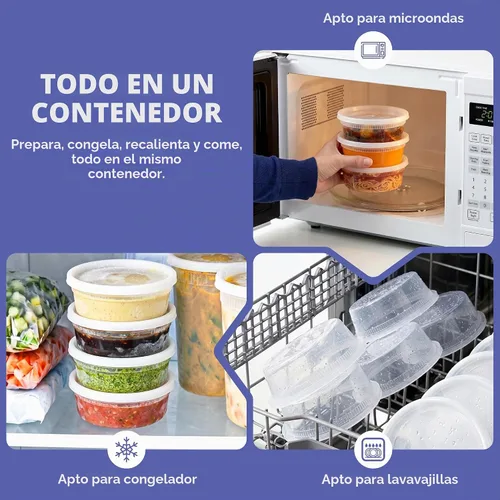Vista 4 de GUSTO Contenedores de plástico de 8 onzas con tapas