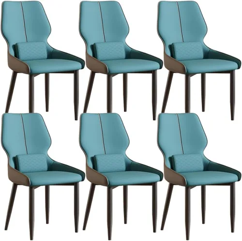 Vista 17 de YVYKFZD Juego de sillas de comedor de cuero, sillas de comedor con patas de metal, sillas de cocina tapizadas, silla minimalista sin brazos