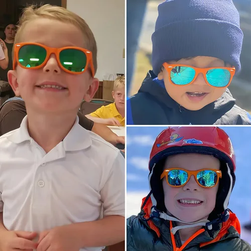 Vista 7 de Fsmiling Paquete de 8 gafas de neón para niños, sin lente, gafas de disfraz coloridas para niños y niñas, regalos de fiesta de cumpleaños