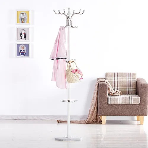 Vista 10 de Perchero de metal para sombreros de 16 ganchos con base de mármol natural, soporte de perchero resistente, perchero moderno para entrada, sala