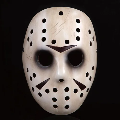 Vista 6 de Freddy vs Jason - Máscara de hockey de resina para Halloween, fiesta de baile de disfraces, accesorios Beige