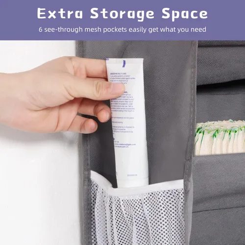 Vista 3 de Organizador de zapatos sobre la puerta – Almacenamiento colgante para 12 pares de zapatos, 6 bolsillos de malla + 6 bolsillos grandes profundos