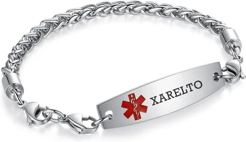 Vista 9 de Brazaletes de alerta médica ajustables de 7.5" a 9" para mujer/hombre, de acero inoxidable, intercambiables Cadena de bloque