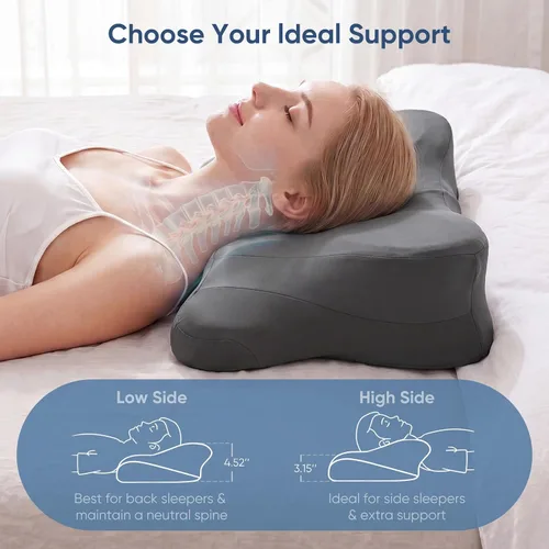 Vista 6 de Sweetcrispy Almohada cervical para cuello y hombro, almohadas ergonómicas de espuma viscoelástica, contorno lateral para adultos, soporte ortopédico