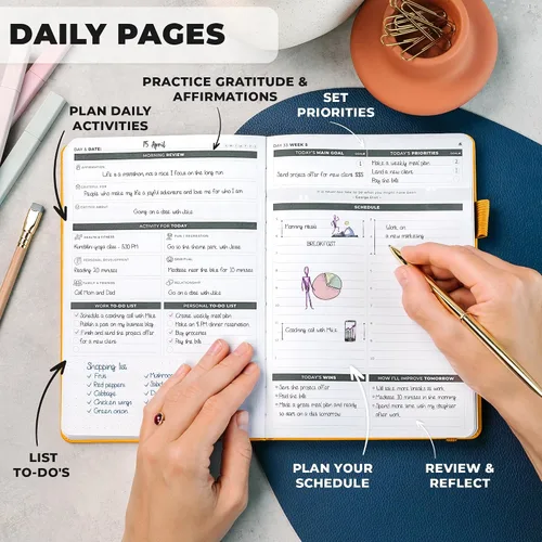 Vista 6 de Clever Fox Ultimate Achiever's Goal Planner - Diario de enfoque y productividad de 90 días. Planificador organizador diario, semanal y mensual sin