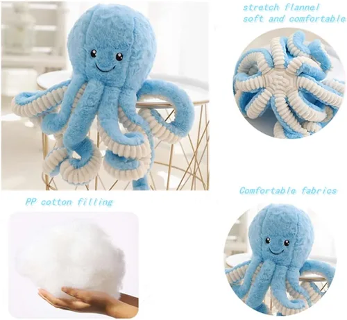 Vista 3 de JOSON - Juguetes de pulpo de peluche lindos, animales de peluche suaves en forma de pulpo, regalo de cumpleaños para niñas, niños y adultos