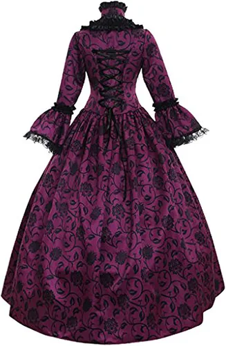 Vista 6 de SHOPESSA Disfraces de Halloween para mujer, vestido victoriano, vestido de baile para mujer, retro, medieval, renacentista, hasta el suelo, ropa