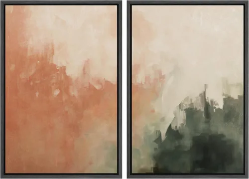 Vista 64 de SIGNWIN Lienzo enmarcado para pared, ilustraciones abstractas texturizadas en tonos beige terrosos, arte moderno, decorativo, contemporáneo