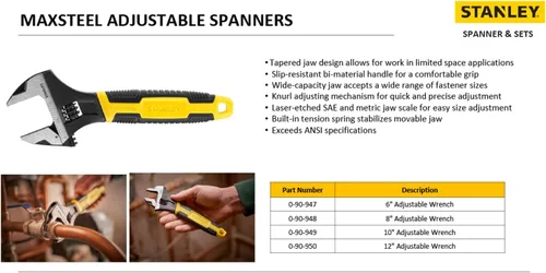Vista 3 de Stanley 0-90-947 Llave ajustable, Plata