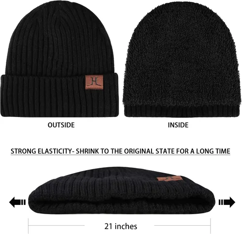 Vista 2 de Conjunto de guantes de punto de invierno para hombres y mujeres con forro polar