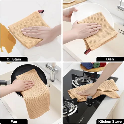Vista 5 de Homaxy Juego de toallas y paños de cocina 100% algodón, 30 x 30 centímetros y 33 x 71 centímetros, juego de 8 toallas de cocina ultra suaves