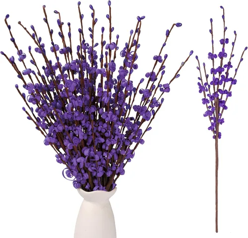 Vista 32 de Wootkey 10 piezas de flores artificiales de jazmín de tallo largo, color naranja quemado, jazmín otoñal, tallos florales de otoño para ramos
