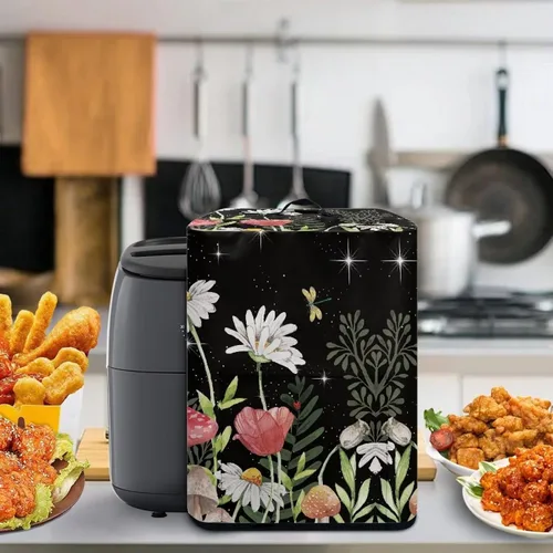 Vista 6 de Fundas para freidora de aire, extra grandes, patrón de hongos margaritas, cubiertas antipolvo para electrodomésticos de cocina, se adaptan a 5-6