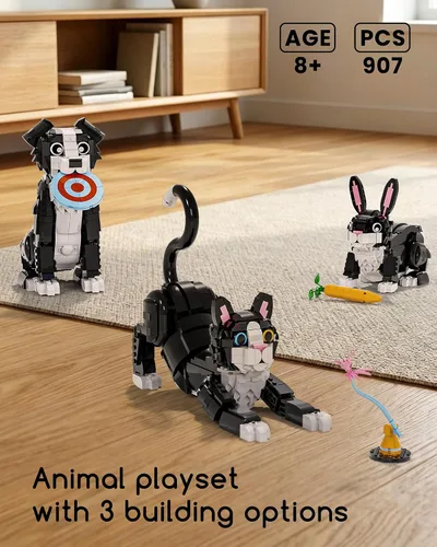 Vista 2 de Juego de construcción de gato esmoquin 3 en 1, construye un gato, perro o conejo