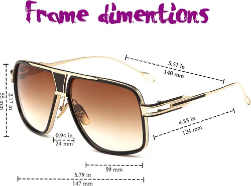 Vista 5 de Gobiger - Lentes de sol estilo aviador para hombres, lente con 100% protección UV, marco de aleación con estuche