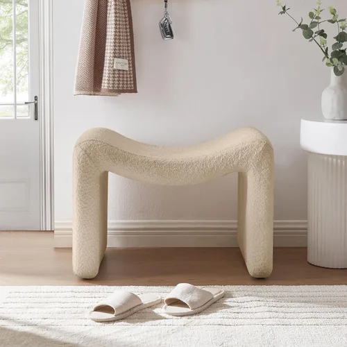 Vista 4 de VANOMi Reposapiés Otomano Grande, Taburete Multifuncional Moderno, Reposapiés Extra para Sofá, Asiento Adicional para Sala de Estar, Entrada, Camello