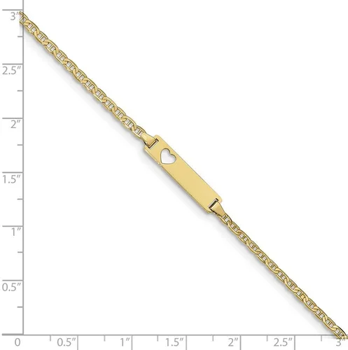 Vista 3 de Pulsera de identificación de ancla plana de oro amarillo sólido de 10 quilates con placa de identificación grabable con cierre de langosta de 7