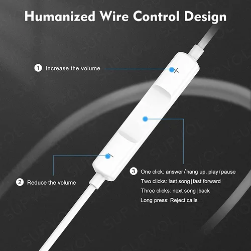 Vista 3 de Auriculares para iPhone, auriculares con cable con control remoto integrado para controlar la música, llamadas telefónicas y volumen, compatibles