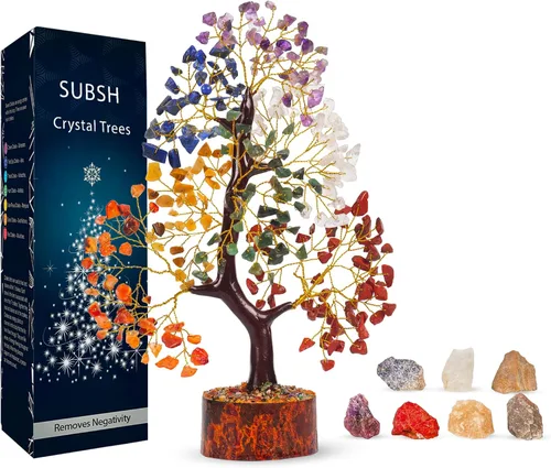 Vista 19 de Árbol de la vida de cristal amatista de 10-12 pulgadas con 2 colgantes de chakra – Bonsái de cristal sanador, árbol del dinero para energía
