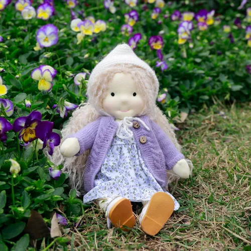 Vista 7 de BlissfulPixie Muñeca Waldorf hecha a mano, conejito de 12 pulgadas, muñeca de trapo suave con bonito peluche, ideal para bebés y niños pequeños