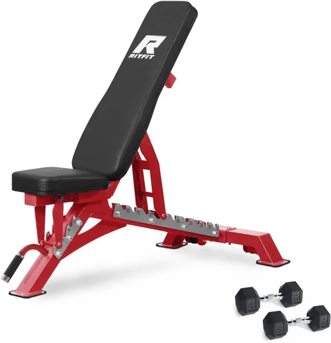 Vista 10 de RITFIT Banco de pesas ajustable con múltiples posiciones de espalda para entrenamientos de cuerpo completo, inclinación, declive y ajustes planos