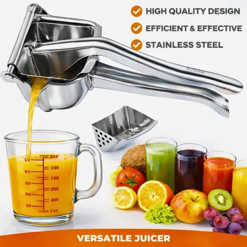 Vista 5 de Exprimidor de limón grande de acero inoxidable - Exprimidor de limón resistente fácil de apretar - Exprimidor ergonómico de cítricos y exprimidor