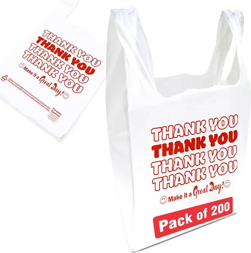 Vista 7 de Bolsas desechables y reutilizables para camisetas de agradecimiento de Concession Essentials - Paquete de 100