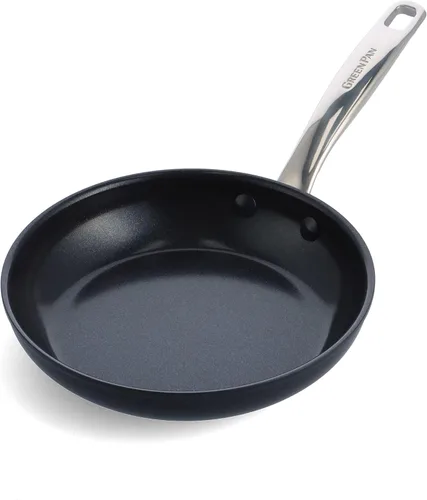 Vista 5 de GreenPan Chatham Black Prime Midnight Hard Anodized Healthy Ceramic Antiadherente, sartén de 12 pulgadas con tapa y Chatham Black Prime Midnight