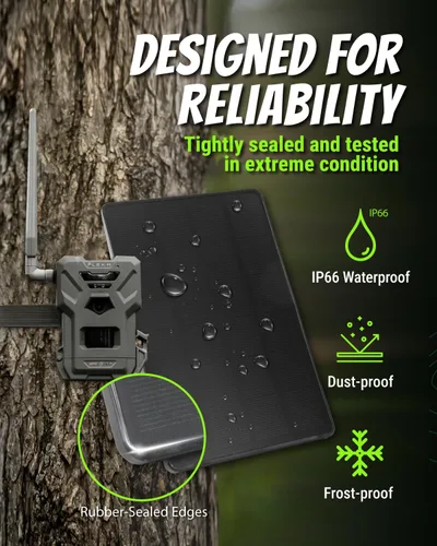 Vista 5 de Panel solar de cámara de rastro de 5 V/12 V, batería de panel solar de 4 W con batería de iones de litio de 4400 mAh, clasificación impermeable