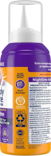Vista 14 de ARM & HAMMER Simply Saline Spray Nocturno Sin Medicamentos para la Congestión Nasal por la Noche, Extra Fuerte, Eucalipto Calmante, Seguro de Usar