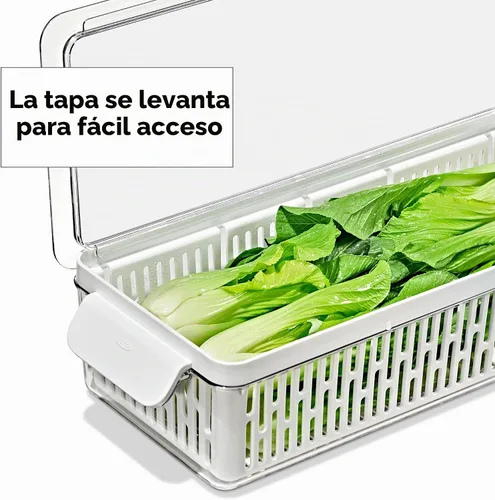 Vista 8 de OXO Good Grips Produce Saver - Contenedor mediano, 13.8 x 7.4 x 4.7 pulgadas, blanco