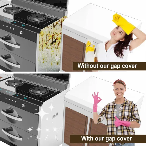 Vista 2 de Fundas de silicona para huecos para encimera de cocina, resistentes al calor, no pegajosas, sellos de relleno entre encimera, estufa, horno, Blanco