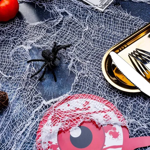 Vista 4 de Paquete de 4 paños espeluznantes de Halloween de tela espeluznante de tela suelta de gasa de gasa extraña para decoración de fiesta de Halloween