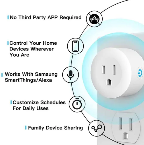 Vista 2 de Enchufe inteligente, DOGAIN Zigbee Smart Plugs Outlet funciona con ST y Echo Plus Hub Control de voz compatible con Alexa y el Asistente de Google