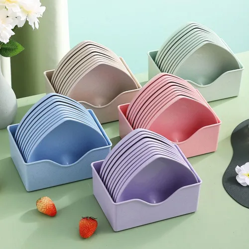 Vista 6 de Juego de 10 platos llanos en forma de corazón, platos de 6 pulgadas, bandeja para frutas, aperitivos, sin BPA (beige)