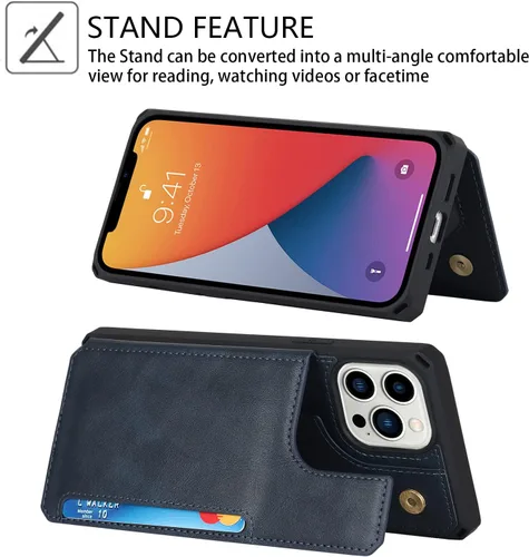 Vista 5 de Cavor Funda para iPhone 11 Pro Max con tarjetero, funda tipo cartera con tarjetero y tarjetero para iPhone 11ProMax, funda de piel sintética