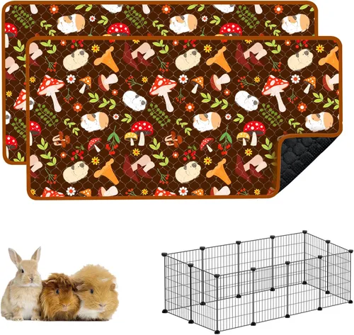 Vista 18 de Ropa de cama para cobayas, 2 paquetes de forro lavable para jaula de 49x24 pulgadas, almohadillas súper absorbentes lavables, impermeables y Palta