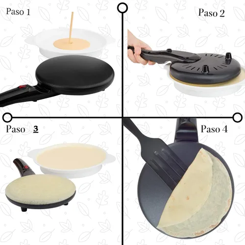Vista 7 de Moss & Stone Máquina Eléctrica para Crepas – Sartén Portátil para Crepas de 8" Antiadherente con Plato de Inmersión, Apagado Automático, Interruptor