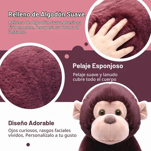 Vista 3 de HWD Muñecas de mono de 9 pulgadas, juguetes de peluche suaves y realistas
