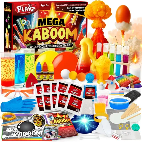 Vista 8 de Playz Kaboom! Kit de más de 50 experimentos científicos explosivos para niños de 8 a 12 años con 25 experimentos de fichas de Playz Lab - Set