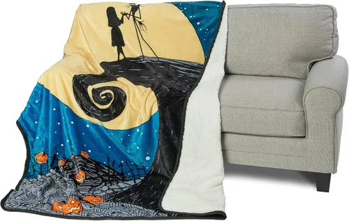 Vista 4 de Northwest Nightmare Before Christmas - Manta Sherpa de seda al tacto, 60 x 80 pulgadas, noche estrellada