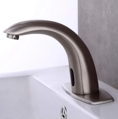 Vista 2 de Fryeer Llave para lavabo de baño, con sensor automático sin contacto, con placa de soporte., Plateado