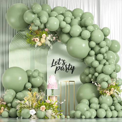 Vista 18 de 114 globos de color verde lima, globos de látex verde claro de 18/12/10/5 pulgadas para decoración de fiesta de dinosaurio, baby shower, selva
