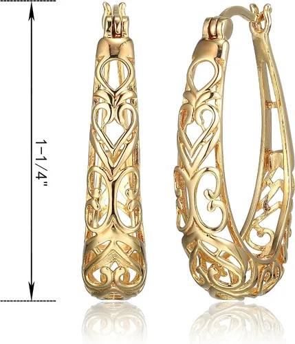 Vista 5 de Amazon Essentials Pendientes de aro ovalados de filigrana de plata de ley (anteriormente colección Amazon)