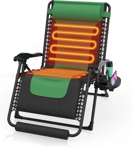 Vista 9 de Suteck Heated Zero Gravity Chair, 400LBS 30.3" Padded Antigravity Chairs Fossil Gray