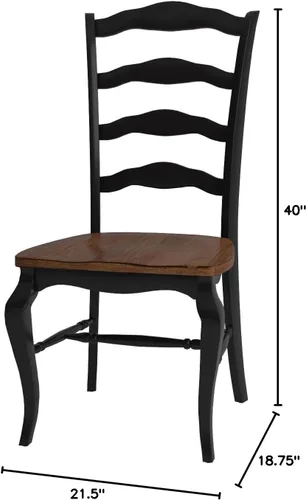 Vista 3 de Homestyles - Juego de 2 sillas de comedor de estilo francés campestre negro