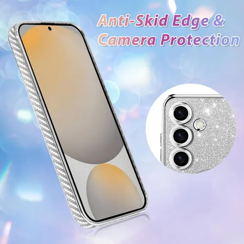 Vista 603 de Bonoma - Funda compatible con Samsung Galaxy S21 Plus, diseño de corazón con purpurina, color rosa Support for MagSafe, Plating Magnetic Case TPU