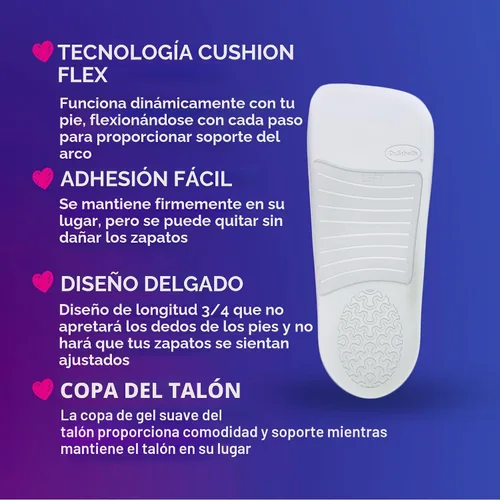 Vista 5 de Dr. Scholl's Love Your Flats & Sandals, plantillas de 3/4 de largo, comodidad para todo el día, alivia y previene el malestar por zapatos, absorbe